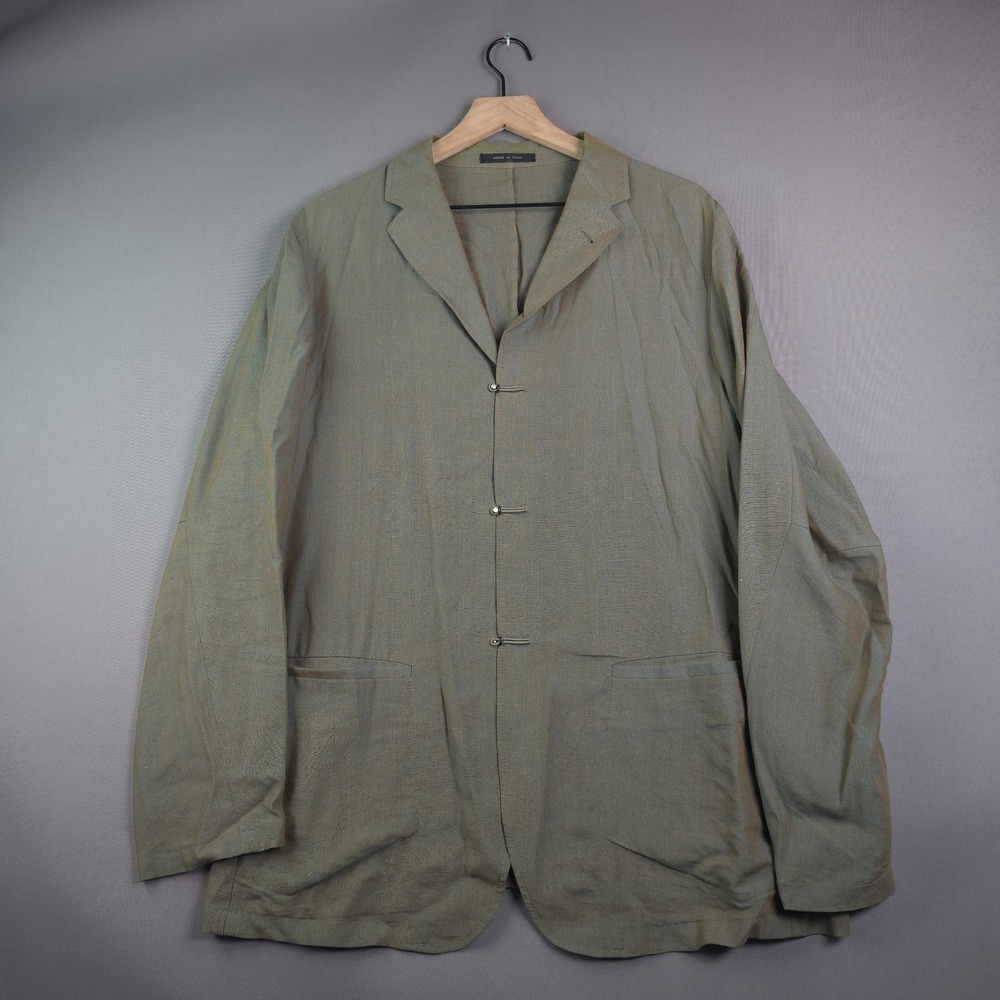 Emporio Armani Linen Mohair Blazer Jacket Mens IT 52 US 42 Sage Green Made Italy